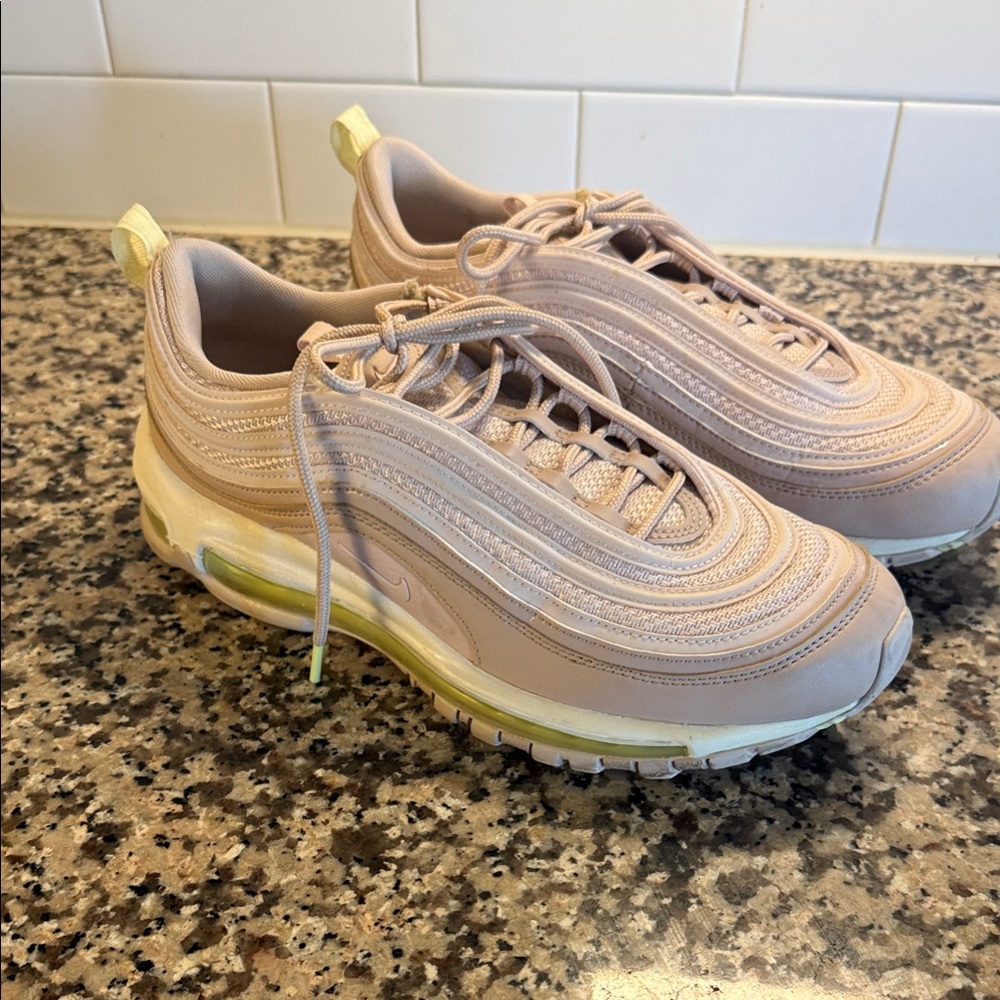 Nike Air Max 97 Sneakers in Pale Pink with Soft Yellow Accents